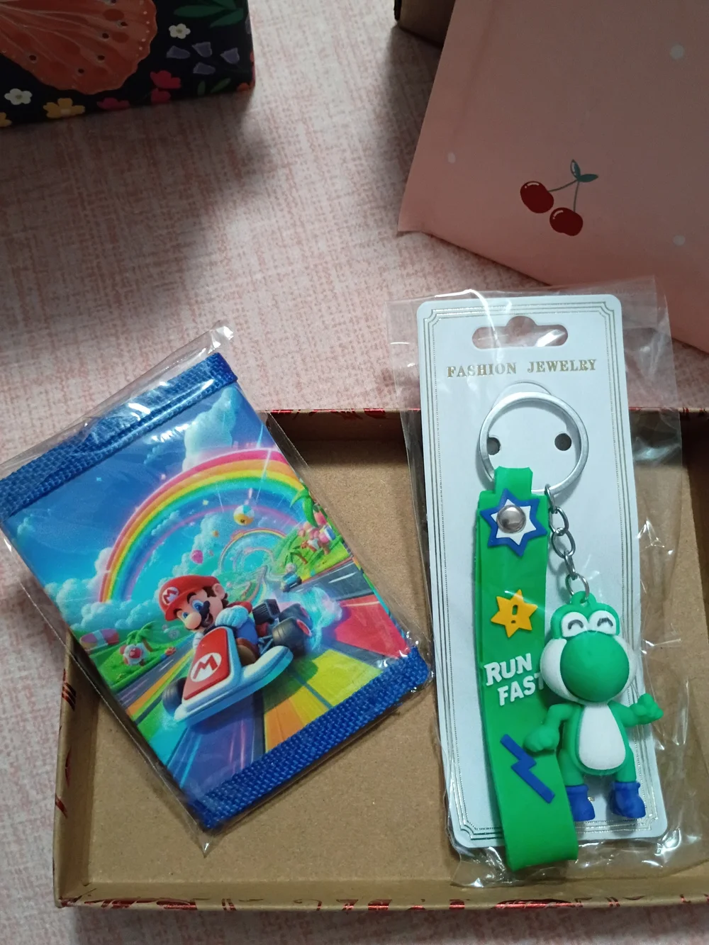 Kids Red Super Mario Keychain and Card Holder Set